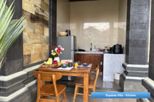 Villa entrance and kitchen
